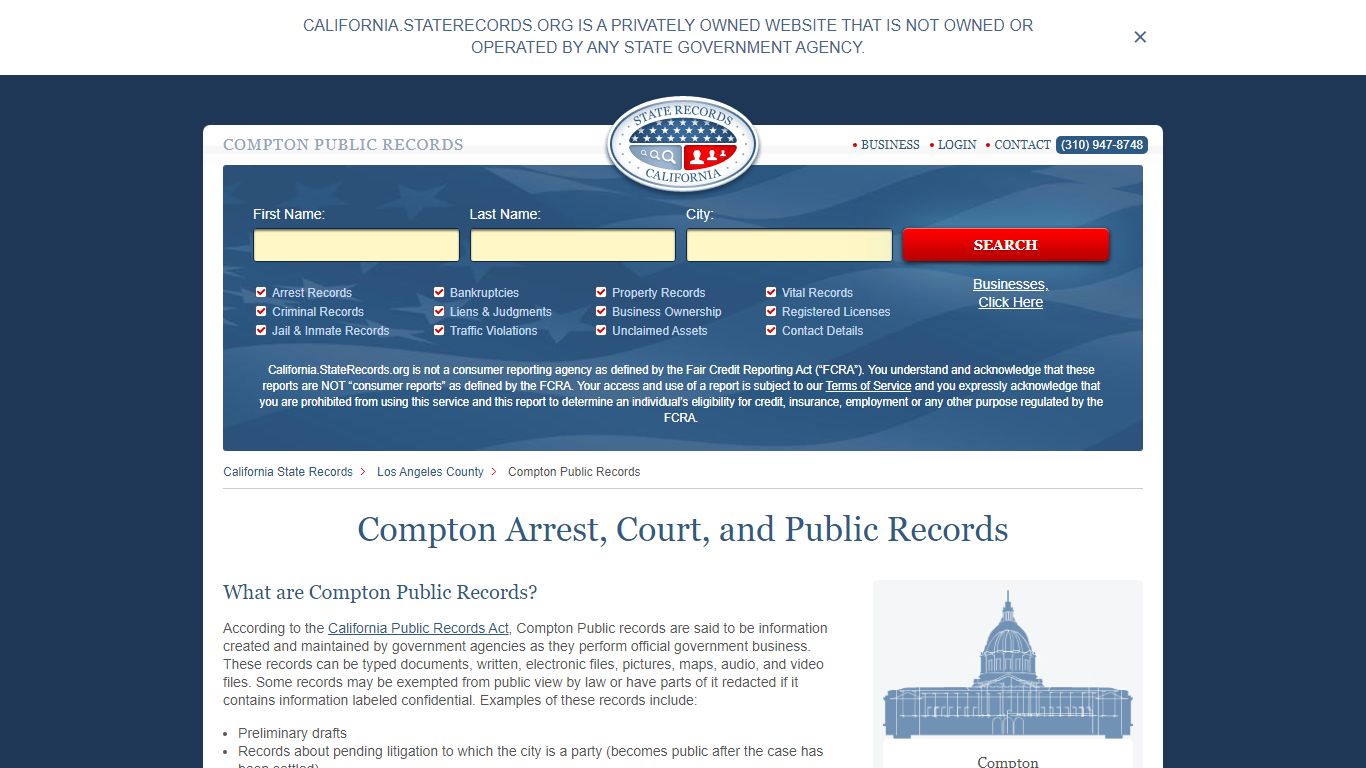 Compton Arrest, Court, and Public Records