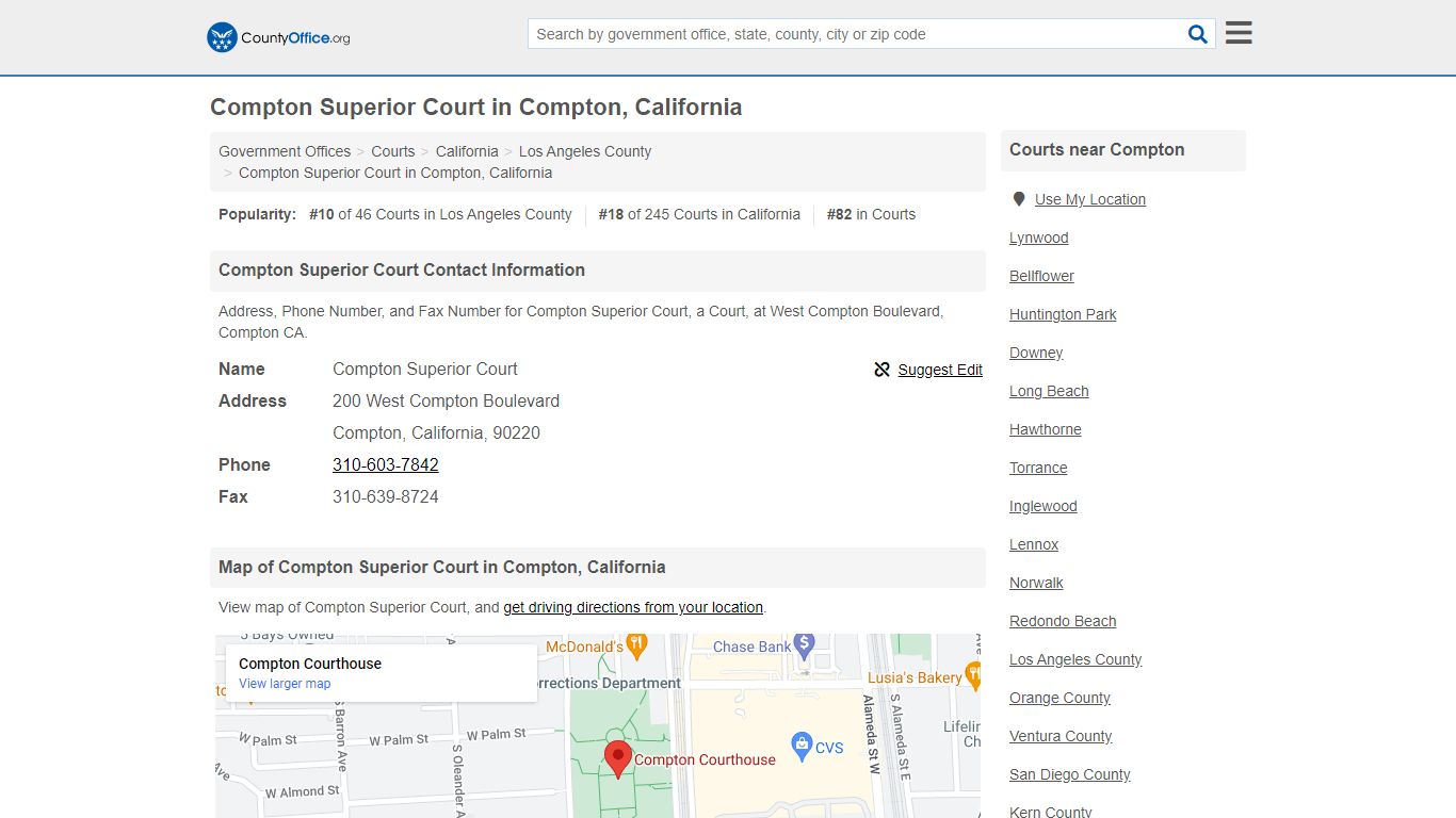 Compton Superior Court - Compton, CA (Address, Phone, and Fax)