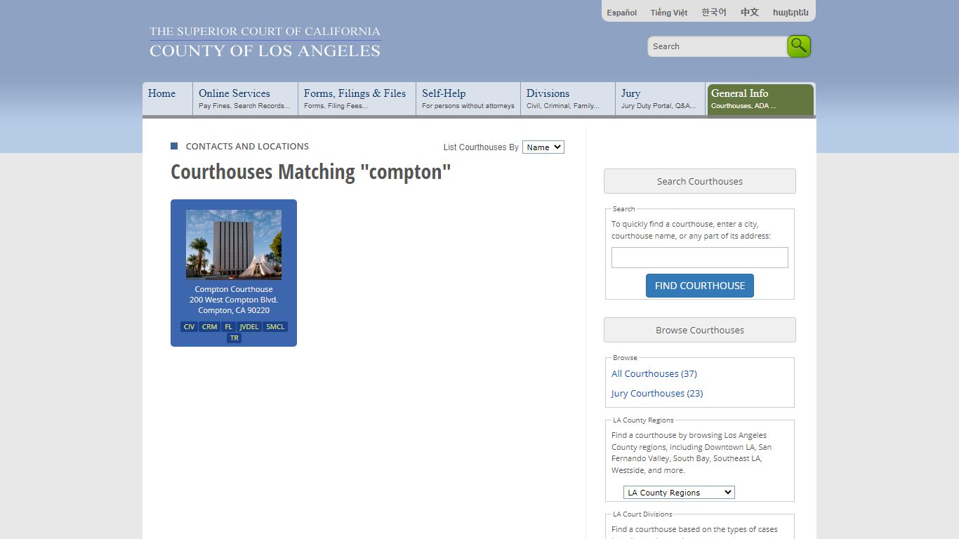 Courthouses in Los Angeles County - Contacts and Locations - LA Court