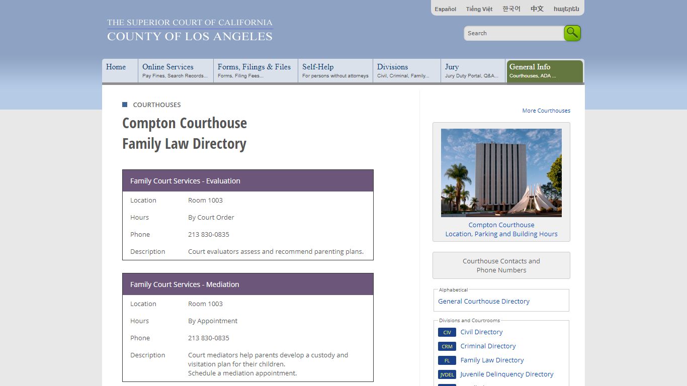 Courthouses in Los Angeles County - Contacts and Locations - LA Court